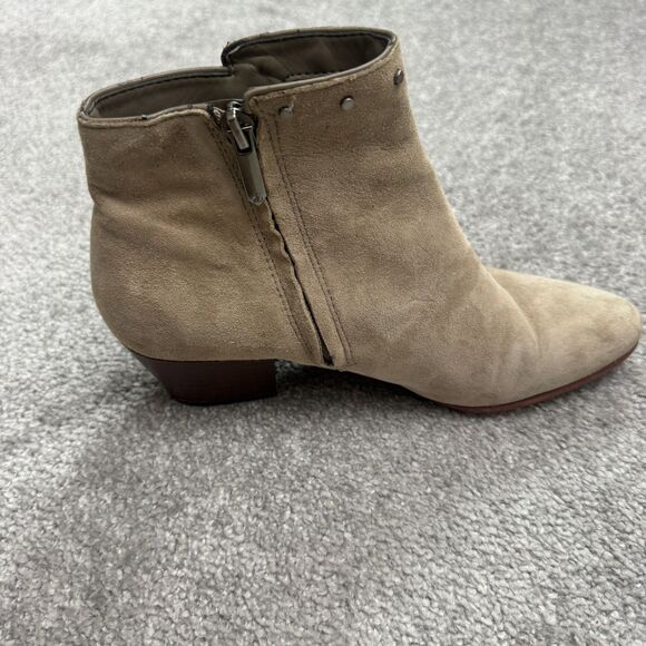 Sam Edelman Fringe Studded Suede Leather Ankle Boots Womens 6M Taupe Low Heel - Picture 8 of 14